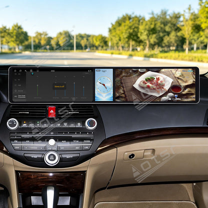 Aotsr Dual 12.3 inch Car Radio for Honda Accord 8th/Crosstour 2008-2013 with 7870 Octa Core Chip, Ultra HD 2400*900 Touch Screen, Wireless CarPlay, Bluetooth 5.0, GPS Navigation, 4G Network, OEM Upgrade Multimedia System