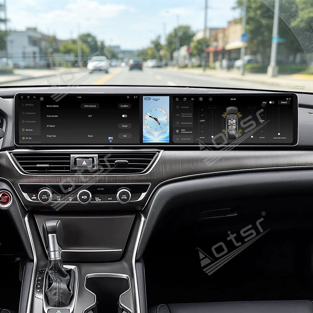 Aotsr Dual 12.3 inch Car Radio for Honda Accord/Inspire 2018-2022 with 7870 Octa Core Chip, Ultra HD 2400*900 Touch Screen, Wireless CarPlay, Bluetooth 5.0, GPS Navigation, 4G Network, OEM Upgrade Multimedia System