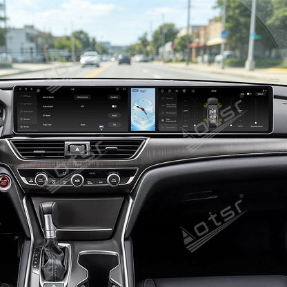 Aotsr Dual 12.3 inch Car Radio for Honda Accord/Inspire 2018-2022 with 7870 Octa Core Chip, Ultra HD 2400*900 Touch Screen, Wireless CarPlay, Bluetooth 5.0, GPS Navigation, 4G Network, OEM Upgrade Multimedia System