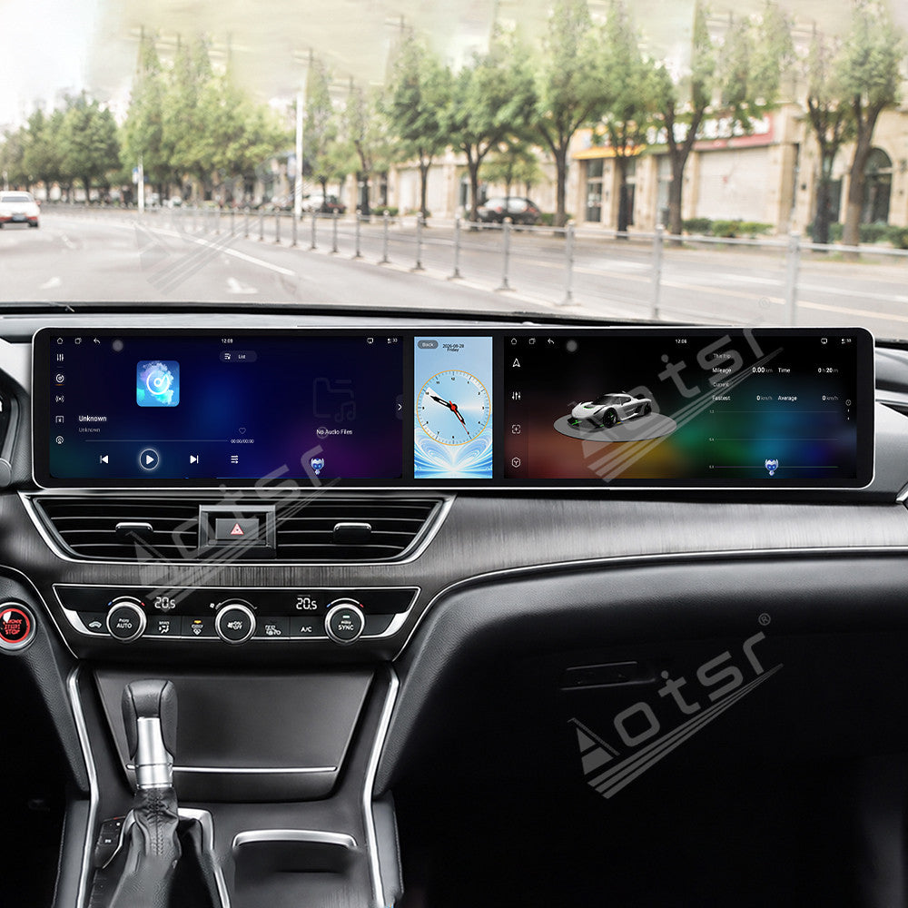 Aotsr Dual 12.3 inch Car Radio for Honda Accord 10th 2017-2022 with 7870 Octa Core Chip Ultra HD 2400*900 Touch Screen Wireless CarPlay Bluetooth 5.0 GPS Navigation 4G Network OEM Upgrade Multimedia System
