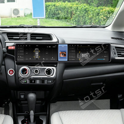 Aotsr Dual 12.3 inch Car Radio for Honda Jazz 2013-2015 with 7870 Octa Core Chip, Ultra HD 2400*900 Touch Screen, Wireless CarPlay, Bluetooth 5.0, GPS Navigation, 4G Network, OEM Upgrade Multimedia System