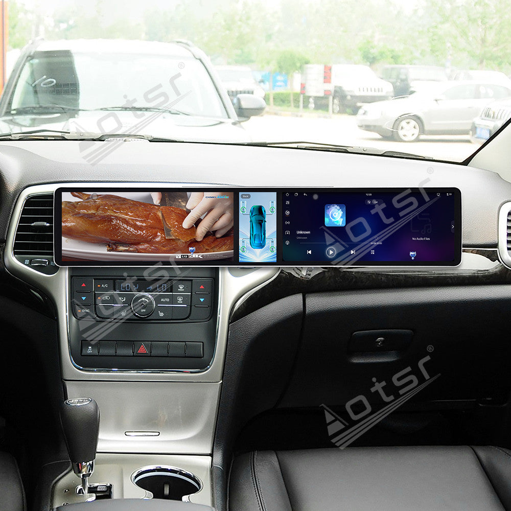 Aotsr Dual 12.3 inch Car Radio For Jeep Grand Cherokee 2008-2012 with 7870 Octa Core Chip Ultra HD 2400*900 Touch Screen Wireless CarPlay Bluetooth 5.0 GPS Navigation