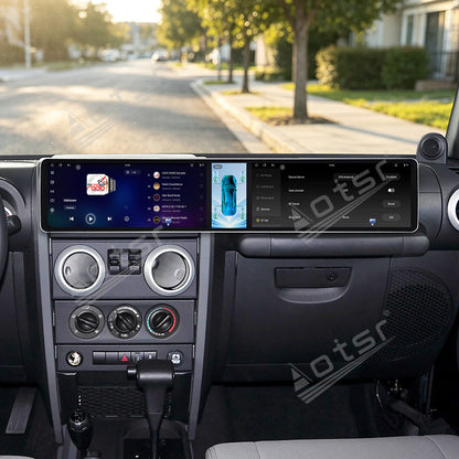Aotsr Dual 12.3 inch Car Radio For Jeep Wrangler 2008-2010 with 7870 Octa Core Chip Ultra HD 2400*900 Touch Screen Wireless CarPlay Bluetooth 5.0 GPS Navigation