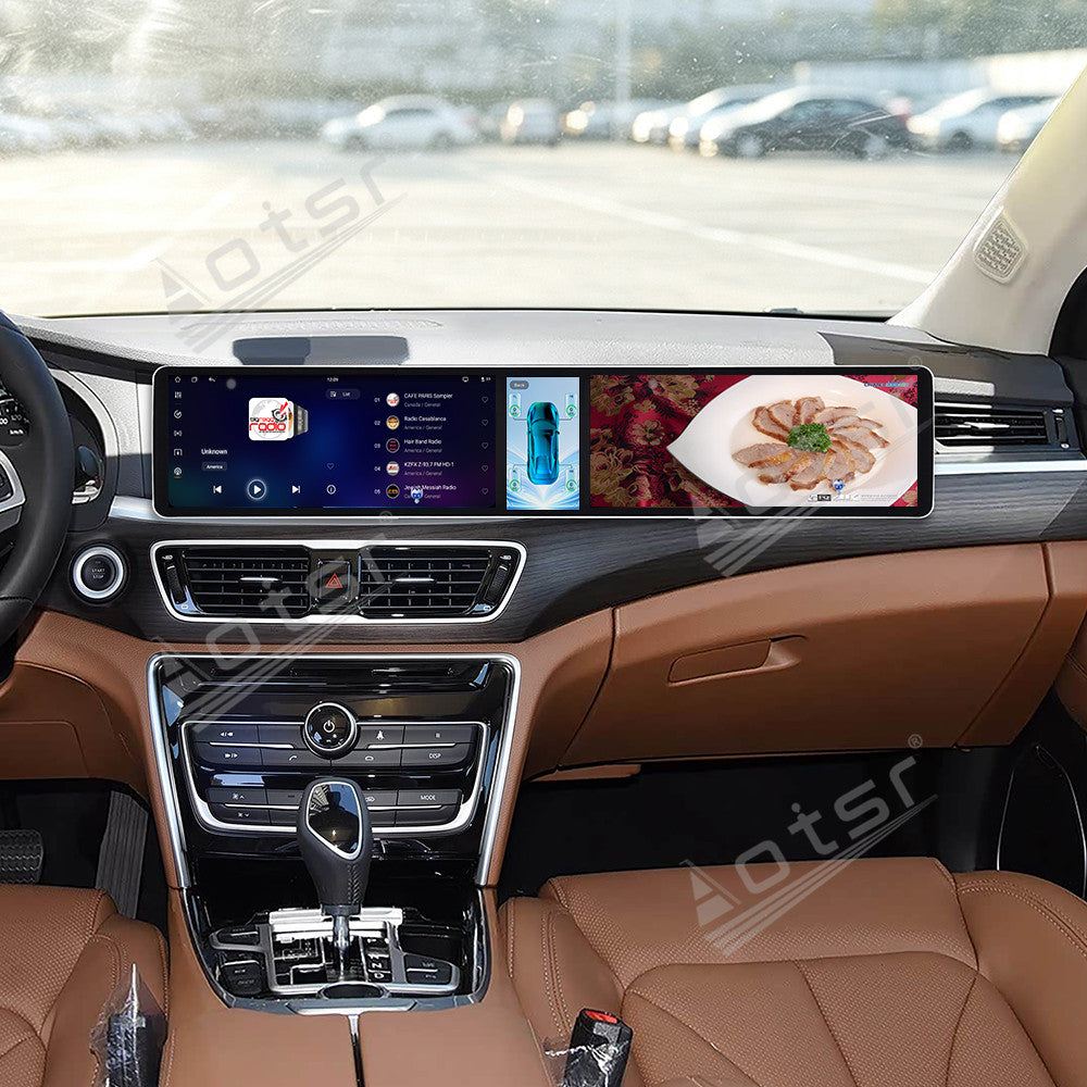 Aotsr Dual 12.3 inch Car Radio For Geely Borui 2017-2018 with 7870 Octa Core Chip Ultra HD 2400*900 Touch Screen Wireless CarPlay Bluetooth 5.0 GPS Navigation