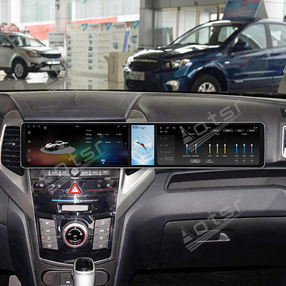 Aotsr Dual 12.3 inch Car Radio for Ssang Yong Tivoli Matte Black 2015-2019 with 7870 Octa Core Chip, Ultra HD 2400*900 Touch Screen, Wireless CarPlay, Bluetooth 5.0, GPS Navigation, 4G Network, OEM Upgrade Multimedia System
