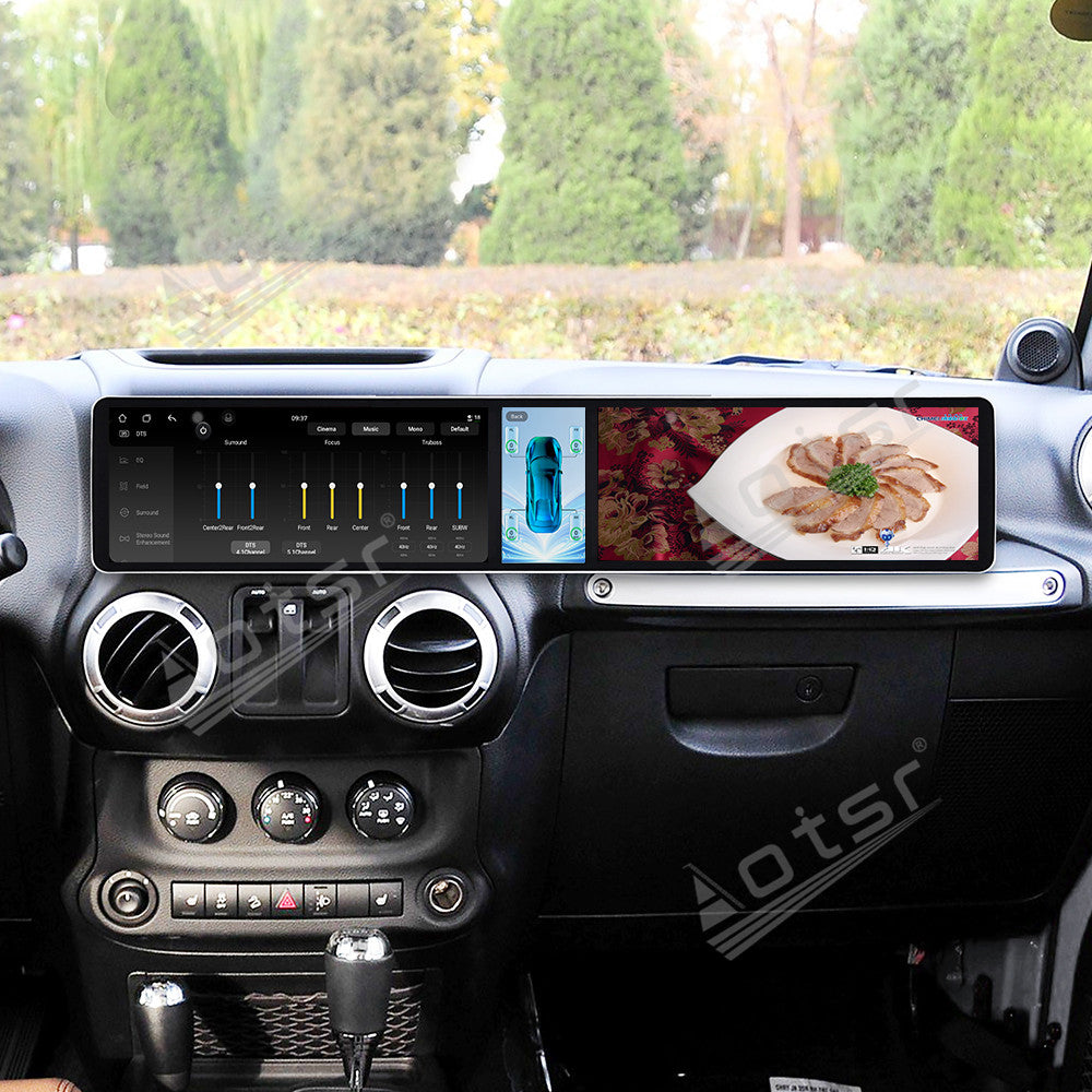 Aotsr Dual 12.3 inch Car Radio For Jeep Wrangler Unlimited 2004-2017 with 7870 Octa Core Chip Ultra HD 2400*900 Touch Screen Wireless CarPlay Bluetooth 5.0 GPS Navigation