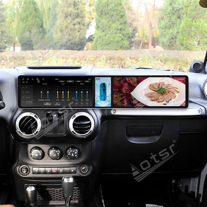 Aotsr Dual 12.3 inch Car Radio For Jeep Wrangler Unlimited 2004-2017 with 7870 Octa Core Chip Ultra HD 2400*900 Touch Screen Wireless CarPlay Bluetooth 5.0 GPS Navigation