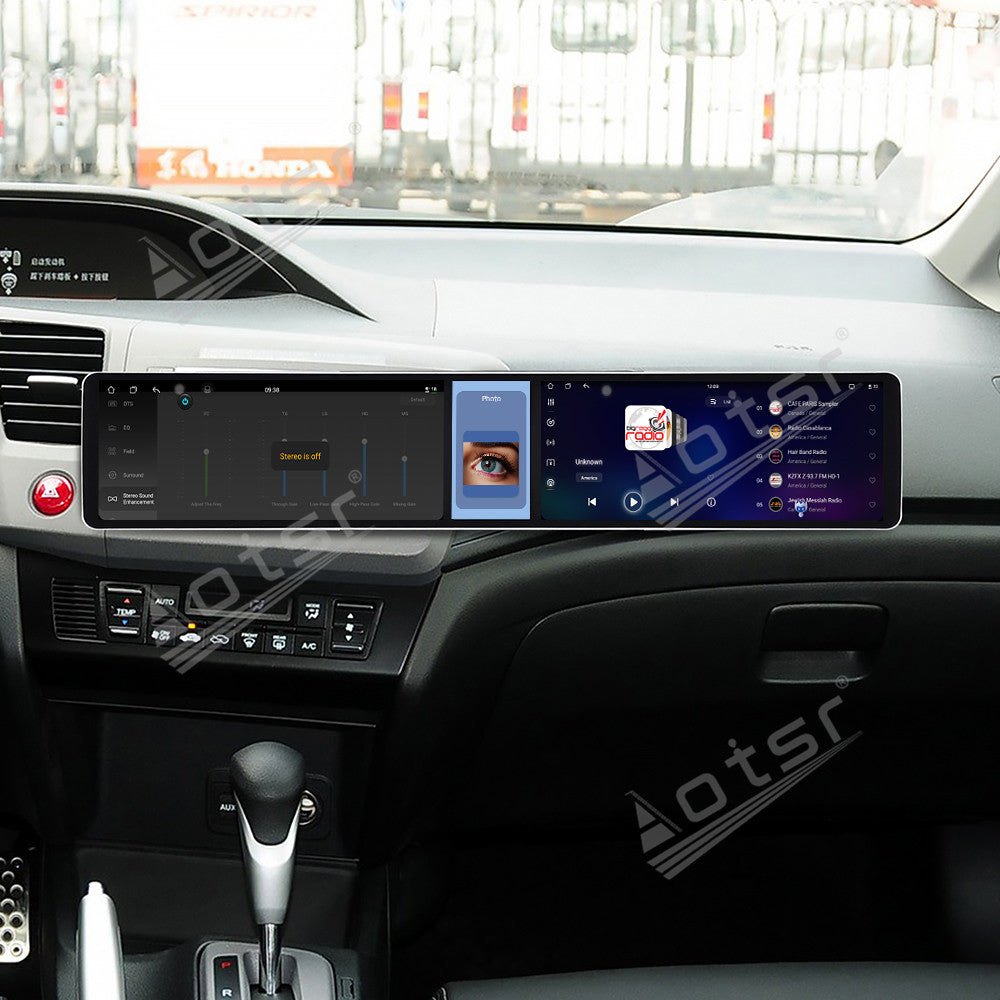 Aotsr Dual 12.3 inch Car Radio for Honda Civic 2012-2015 with 7870 Octa Core Chip Ultra HD 2400*900 Touch Screen Wireless CarPlay Bluetooth 5.0 GPS Navigation 4G Network OEM Upgrade Multimedia System
