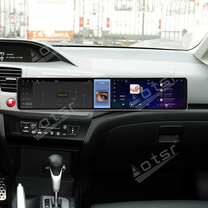 Aotsr Dual 12.3 inch Car Radio for Honda Civic 2012-2015 with 7870 Octa Core Chip Ultra HD 2400*900 Touch Screen Wireless CarPlay Bluetooth 5.0 GPS Navigation 4G Network OEM Upgrade Multimedia System