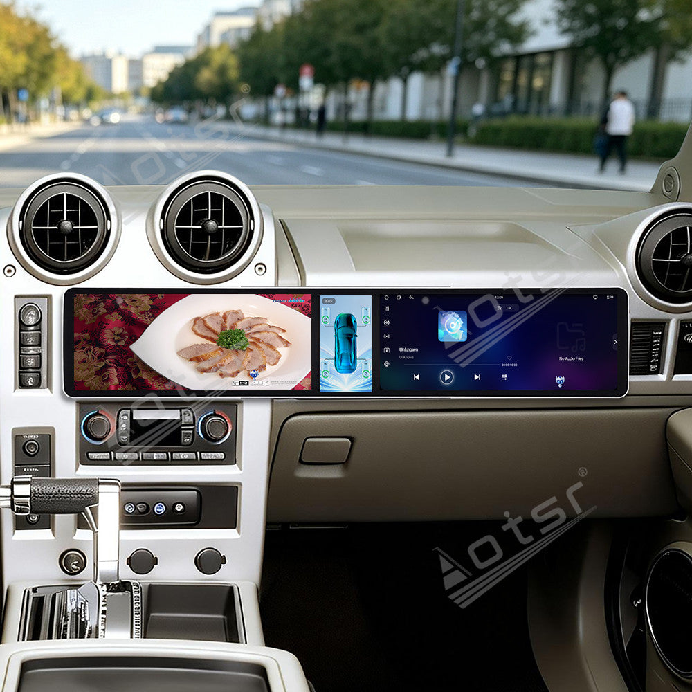 Aotsr Dual 12.3 inch Car Radio For Hummer H2 2002-2007 with 7870 Octa Core Chip Ultra HD 2400*900 Touch Screen Wireless CarPlay Bluetooth 5.0 GPS Navigation