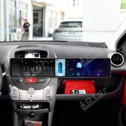 Aotsr Dual 12.3 inch Car Radio for Peugeot 107/Toyota Aygo/Citroen C1 2005-2014 with 7870 Octa Core Chip Ultra HD 2400*900 Touch Screen Wireless CarPlay Bluetooth 5.0 GPS Navigation 4G Network OEM Upgrade Multimedia System