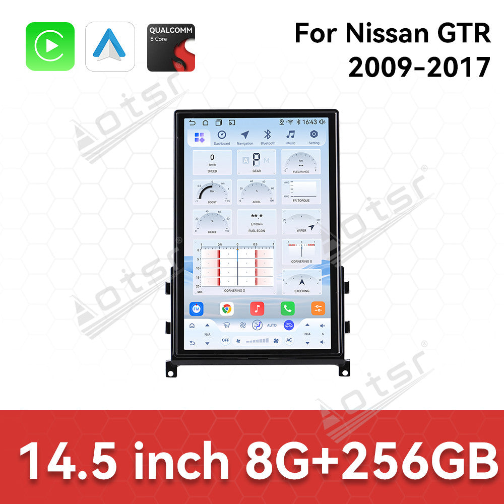 Aotsr 14.5 inch Android Auto Carplay Car For Nissan GT-R GTR 2009-2017 LHD RHD Smart GPS Navi Car Radio Stereo Player DSP Tape Recorder