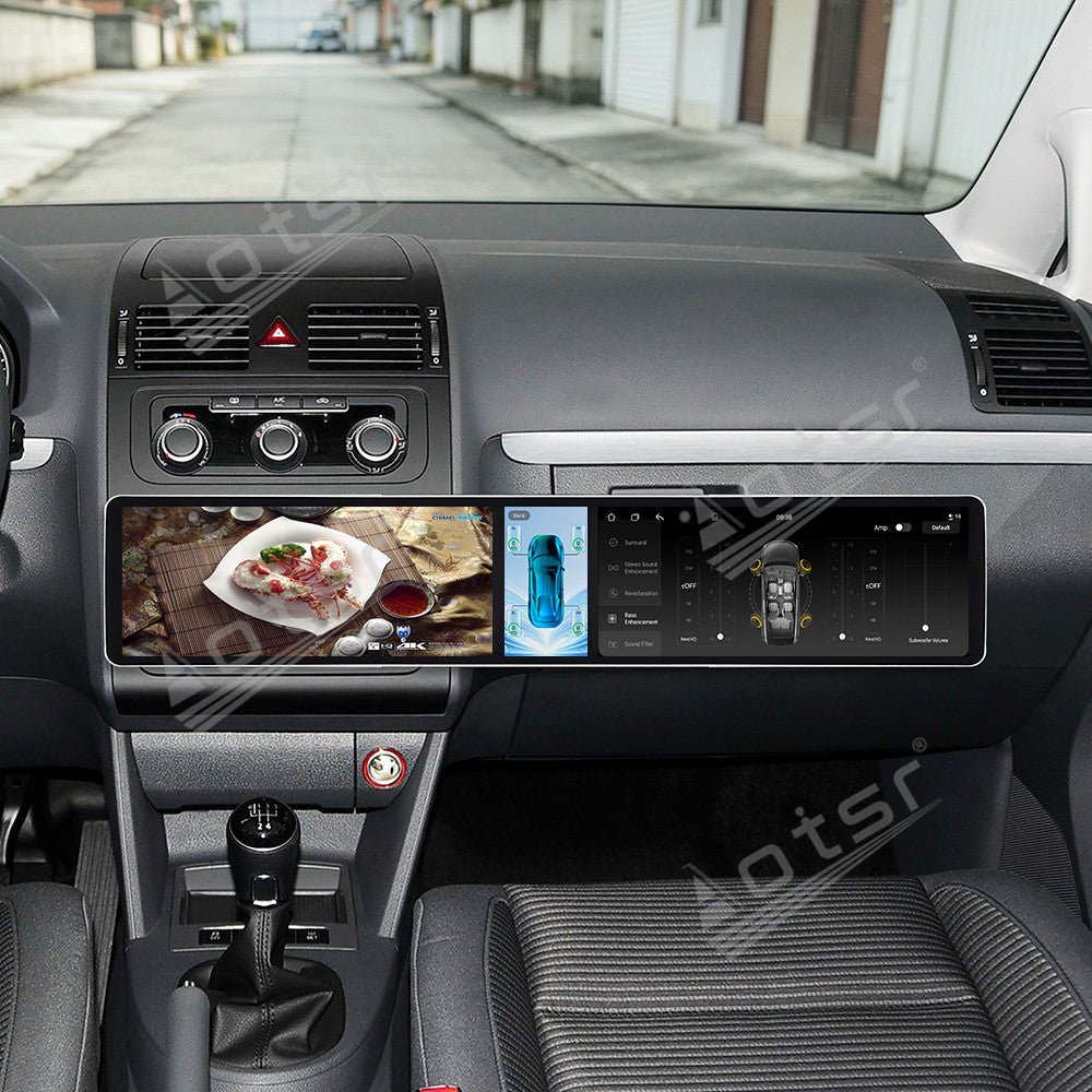 Aotsr Dual 12.3 inch Car Radio for Volkswagen Touran 2004-2015 with 7870 Octa Core Chip Ultra HD 2400*900 Touch Screen Wireless CarPlay Bluetooth 5.0 GPS Navigation 4G Network OEM Upgrade Multimedia System