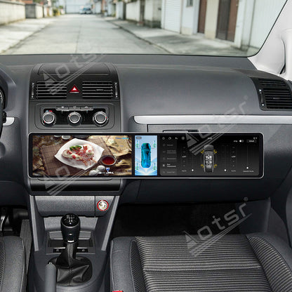 Aotsr Dual 12.3 inch Car Radio for Volkswagen Touran 2004-2015 with 7870 Octa Core Chip Ultra HD 2400*900 Touch Screen Wireless CarPlay Bluetooth 5.0 GPS Navigation 4G Network OEM Upgrade Multimedia System