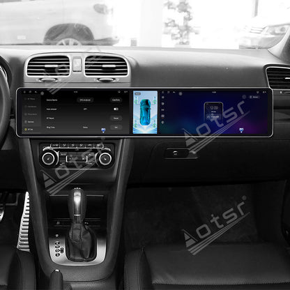Aotsr Dual 12.3 inch Car Radio for Volkswagen Golf Mk6 2007-2012 with 7870 Octa Core Chip Ultra HD 2400*900 Touch Screen Wireless CarPlay Bluetooth 5.0 GPS Navigation 4G Network OEM Upgrade Multimedia System