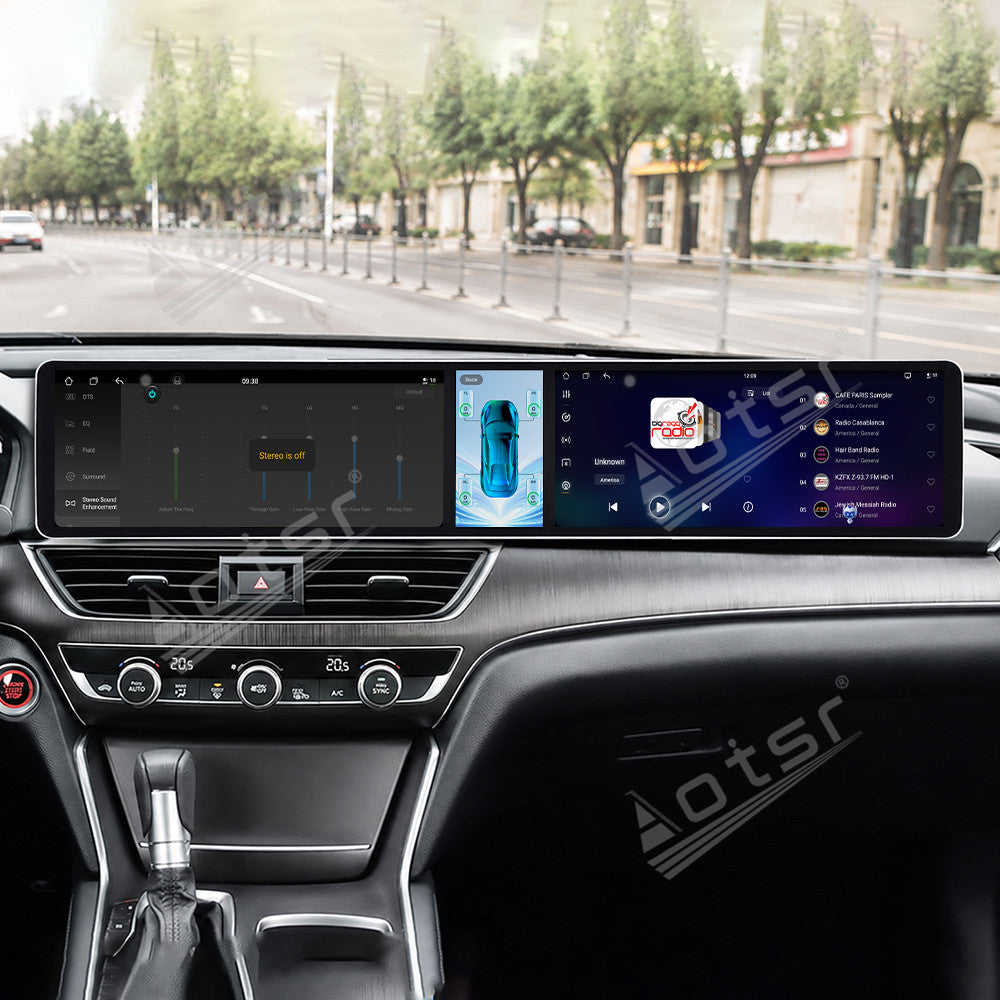 Aotsr Dual 12.3 inch Car Radio for Honda Accord 10th 2017-2022 with 7870 Octa Core Chip Ultra HD 2400*900 Touch Screen Wireless CarPlay Bluetooth 5.0 GPS Navigation 4G Network OEM Upgrade Multimedia System