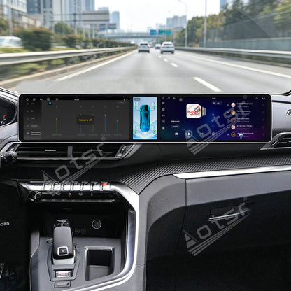 Aotsr Dual 12.3 inch Car Radio for Peugeot 4008/5008 2017-2021 with 7870 Octa Core Chip Ultra HD 2400*900 Touch Screen Wireless CarPlay Bluetooth 5.0 GPS Navigation 4G Network OEM Upgrade Multimedia System