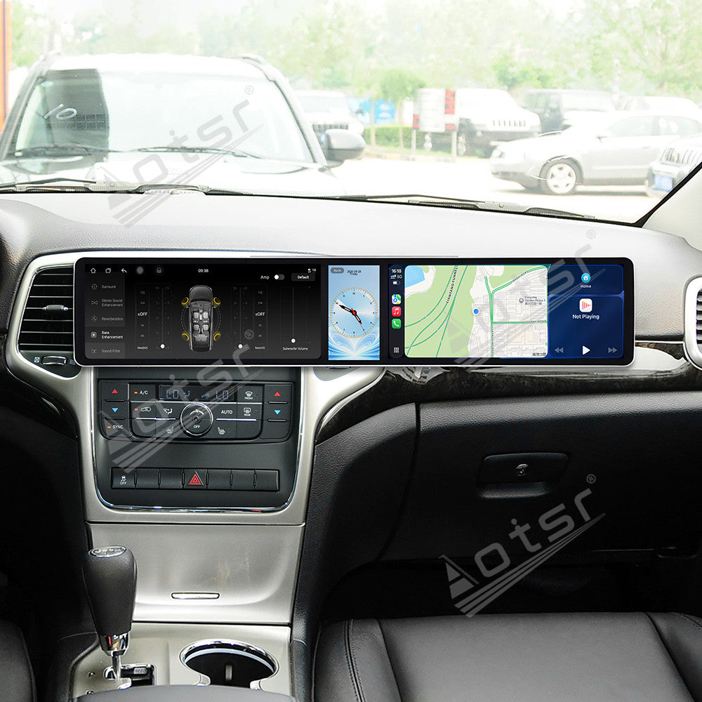 Aotsr Dual 12.3 inch Car Radio For Jeep Grand Cherokee 2008-2012 with 7870 Octa Core Chip Ultra HD 2400*900 Touch Screen Wireless CarPlay Bluetooth 5.0 GPS Navigation