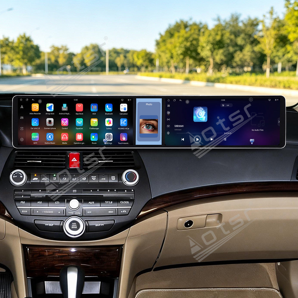 Aotsr Dual 12.3 inch Car Radio for Honda Accord 8th/Crosstour 2008-2013 with 7870 Octa Core Chip, Ultra HD 2400*900 Touch Screen, Wireless CarPlay, Bluetooth 5.0, GPS Navigation, 4G Network, OEM Upgrade Multimedia System