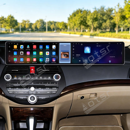 Aotsr Dual 12.3 inch Car Radio for Honda Accord 8th/Crosstour 2008-2013 with 7870 Octa Core Chip, Ultra HD 2400*900 Touch Screen, Wireless CarPlay, Bluetooth 5.0, GPS Navigation, 4G Network, OEM Upgrade Multimedia System