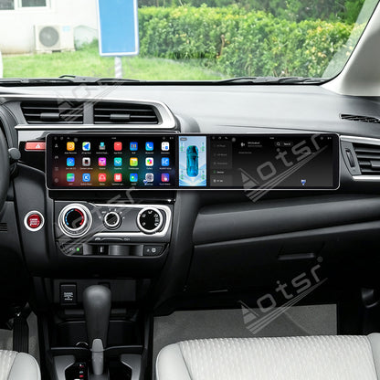 Aotsr Dual 12.3 inch Car Radio for Honda Jazz 2013-2015 with 7870 Octa Core Chip, Ultra HD 2400*900 Touch Screen, Wireless CarPlay, Bluetooth 5.0, GPS Navigation, 4G Network, OEM Upgrade Multimedia System