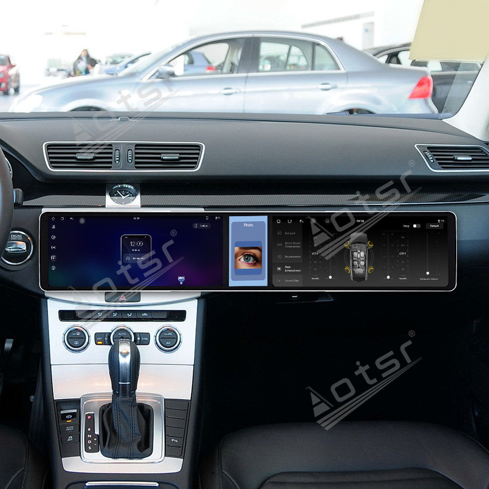 Aotsr Dual 12.3 inch Car Radio for Volkswagen Magotan/CC 2012-2016 with 7870 Octa Core Chip Ultra HD 2400*900 Touch Screen Wireless CarPlay Bluetooth 5.0 GPS Navigation 4G Network OEM Upgrade Multimedia System