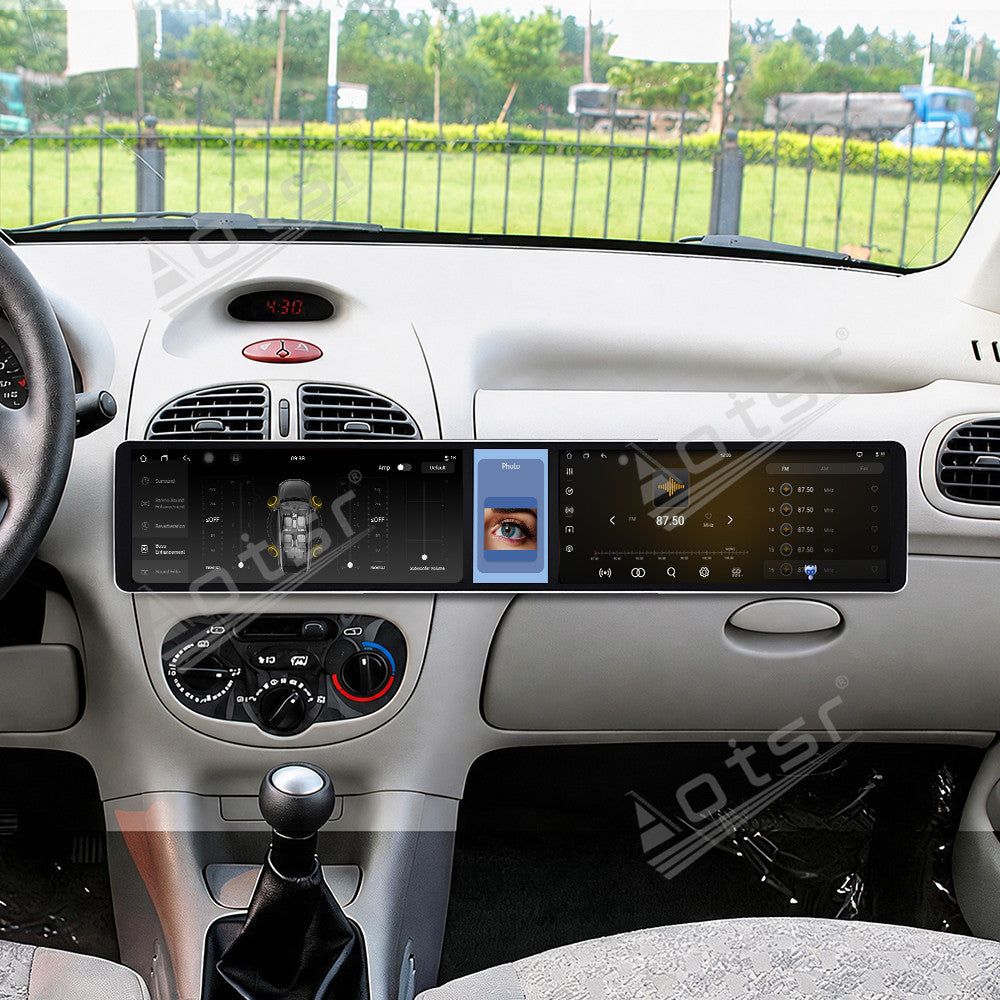 Aotsr Dual 12.3 inch Car Radio for Peugeot 206 2002-2010 with 7870 Octa Core Chip Ultra HD 2400*900 Touch Screen Wireless CarPlay Bluetooth 5.0 GPS Navigation 4G Network OEM Upgrade Multimedia System