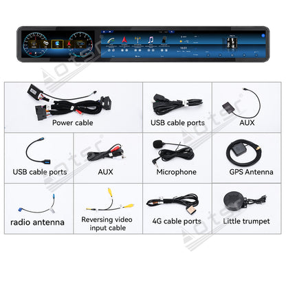 Aotsr 38.5 inch Triple Screen Android Car Radio for Mercedes-Benz E-Class 2016-2020, Qualcomm Platform, Wireless CarPlay, Bluetooth 5.0, Multimedia Navigation Head Unit