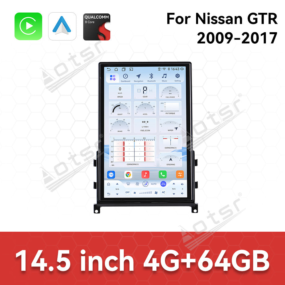 Aotsr 14.5 inch Android Auto Carplay Car For Nissan GT-R GTR 2009-2017 LHD RHD Smart GPS Navi Car Radio Stereo Player DSP Tape Recorder