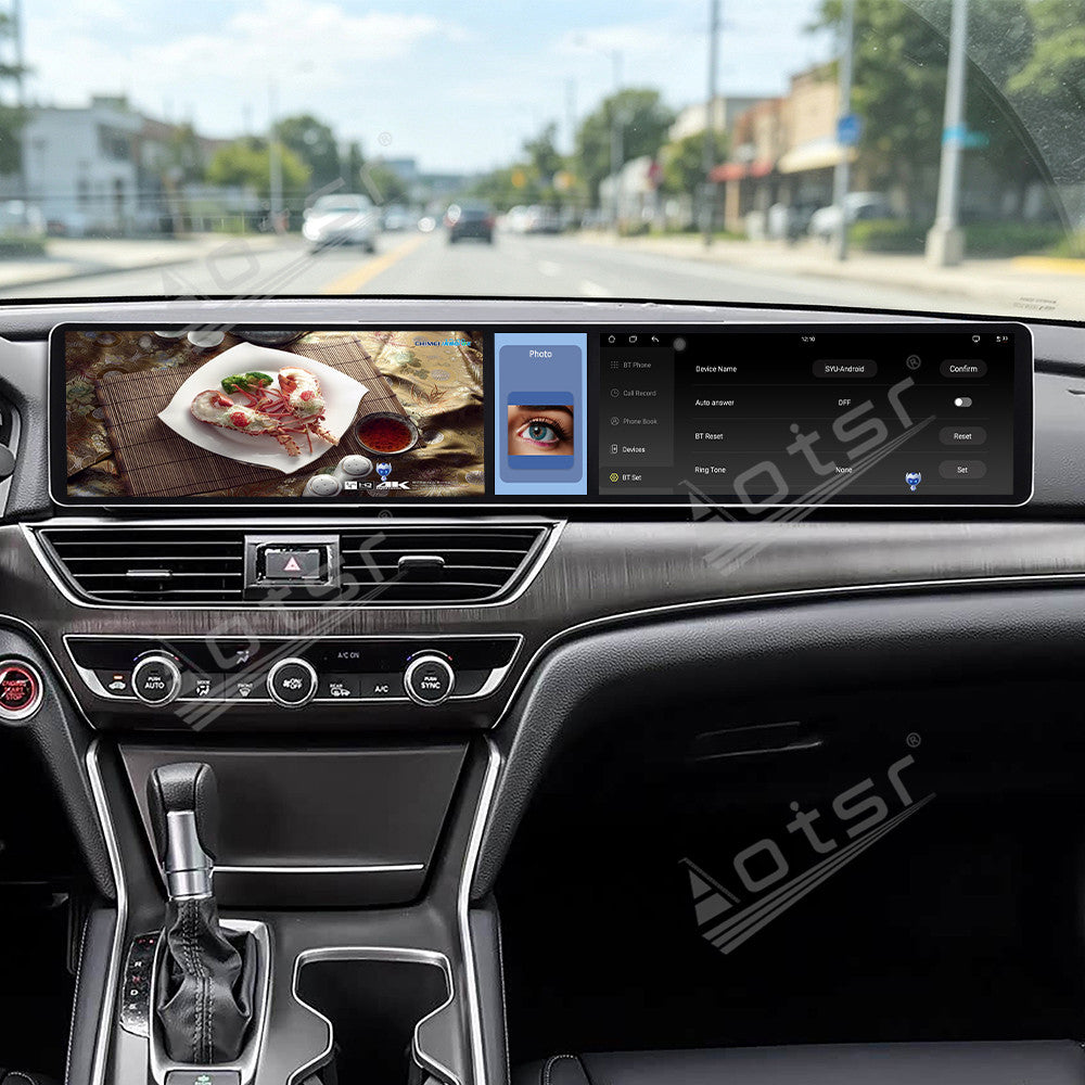 Aotsr Dual 12.3 inch Car Radio for Honda Accord/Inspire 2018-2022 with 7870 Octa Core Chip, Ultra HD 2400*900 Touch Screen, Wireless CarPlay, Bluetooth 5.0, GPS Navigation, 4G Network, OEM Upgrade Multimedia System