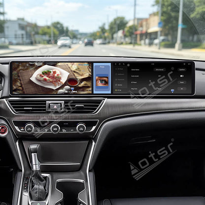 Aotsr Dual 12.3 inch Car Radio for Honda Accord/Inspire 2018-2022 with 7870 Octa Core Chip, Ultra HD 2400*900 Touch Screen, Wireless CarPlay, Bluetooth 5.0, GPS Navigation, 4G Network, OEM Upgrade Multimedia System