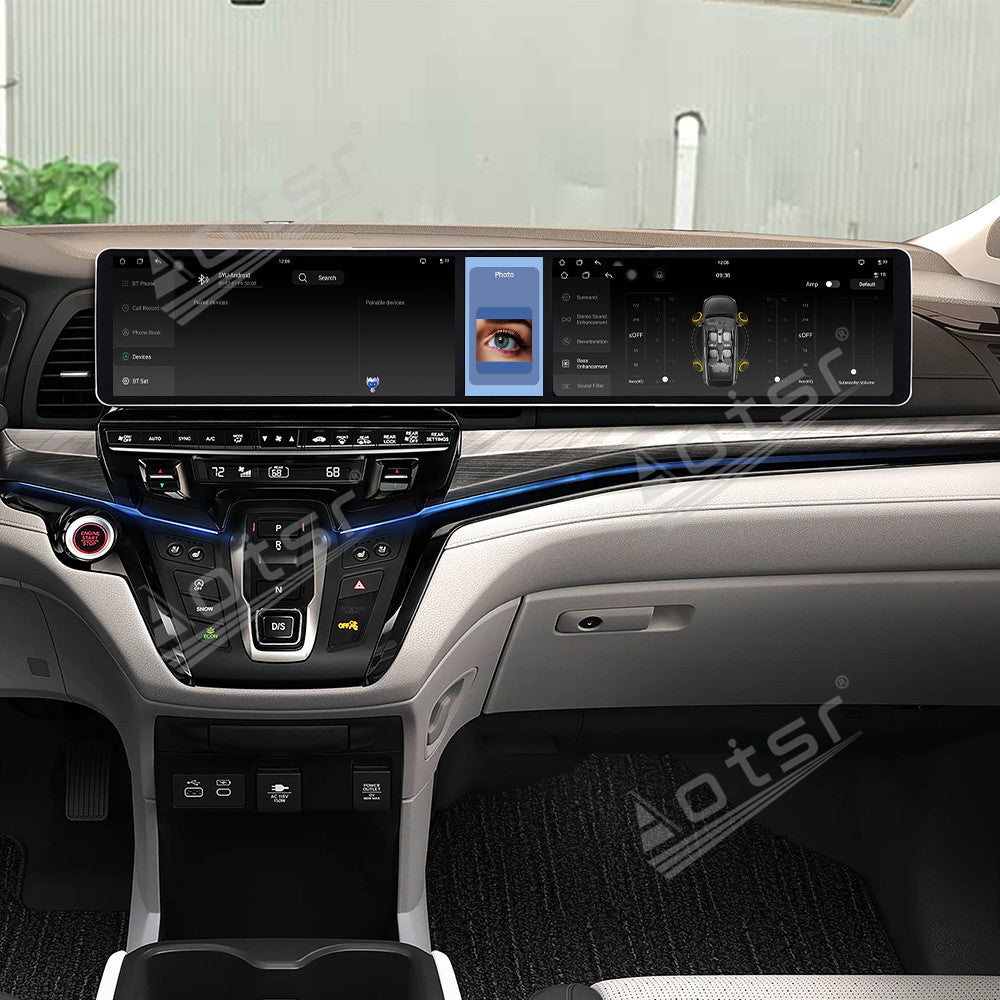 Aotsr Dual 12.3 inch Car Radio for Honda Odyssey 2020-2026 with 7870 Octa Core Chip, Ultra HD 2400*900 Touch Screen, Wireless CarPlay, Bluetooth 5.0, GPS Navigation, 4G Network, OEM Upgrade Multimedia System
