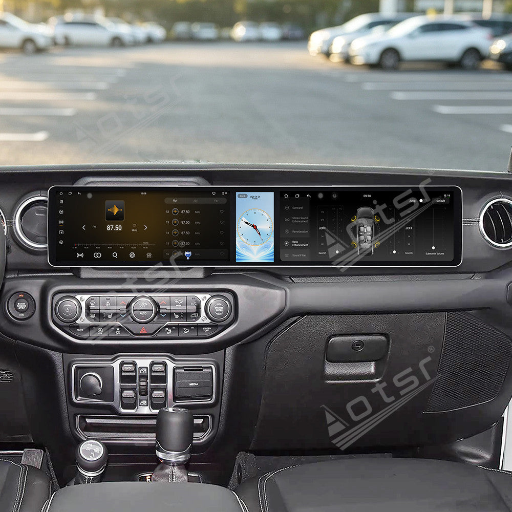 Aotsr Dual 12.3 inch Car Radio For Jeep Wrangler Rubicon 2018-2026 with 7870 Octa Core Chip Ultra HD 2400*900 Touch Screen Wireless CarPlay Bluetooth 5.0 GPS Navigation