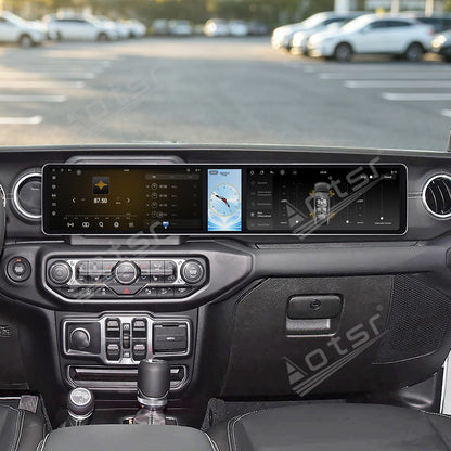 Aotsr Dual 12.3 inch Car Radio For Jeep Wrangler Rubicon 2018-2026 with 7870 Octa Core Chip Ultra HD 2400*900 Touch Screen Wireless CarPlay Bluetooth 5.0 GPS Navigation