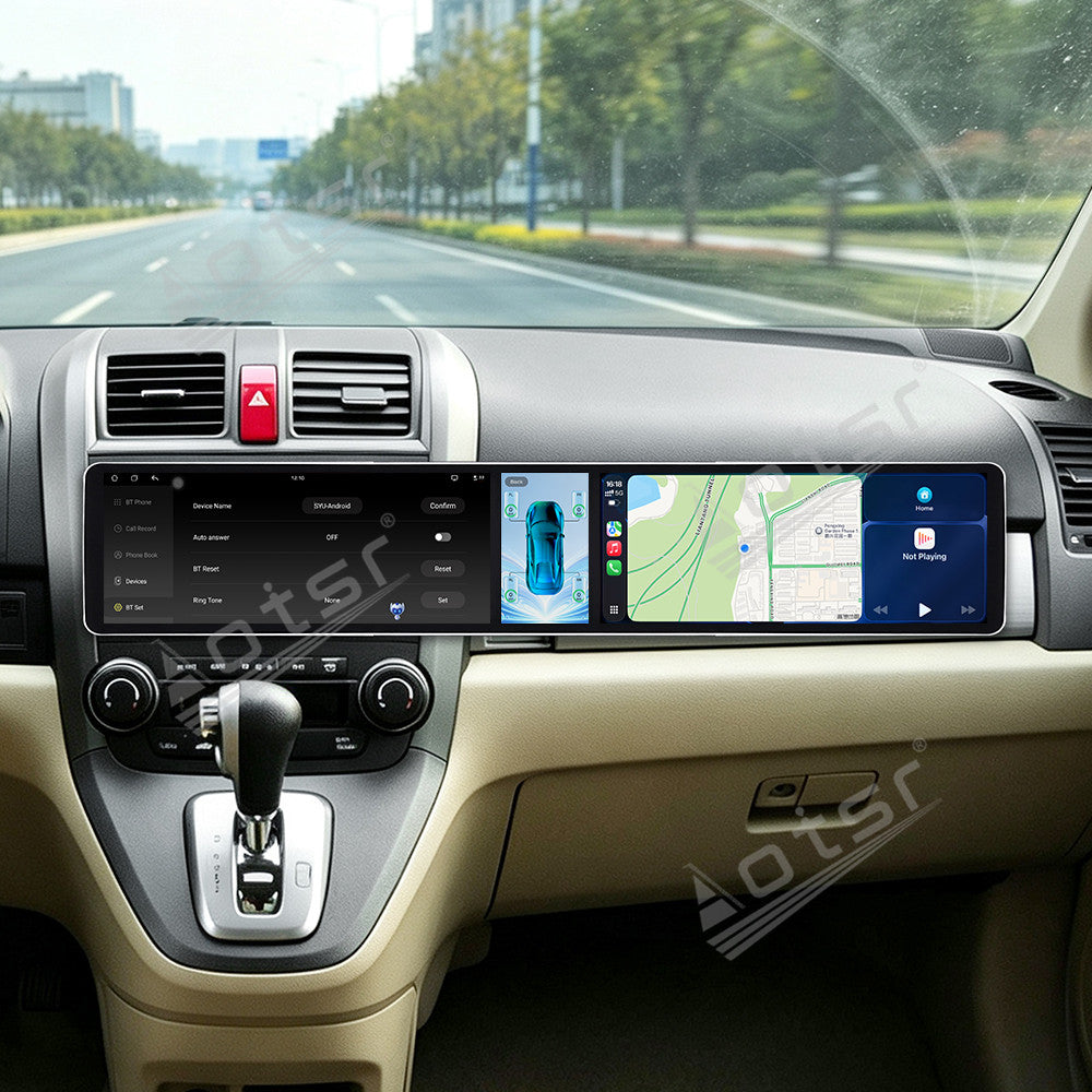 Aotsr Dual 12.3 inch Car Radio for Honda CR-V 2007-2011 with 7870 Octa Core Chip, Ultra HD 2400*900 Touch Screen, Wireless CarPlay, Bluetooth 5.0, GPS Navigation, 4G Network, OEM Upgrade Multimedia System