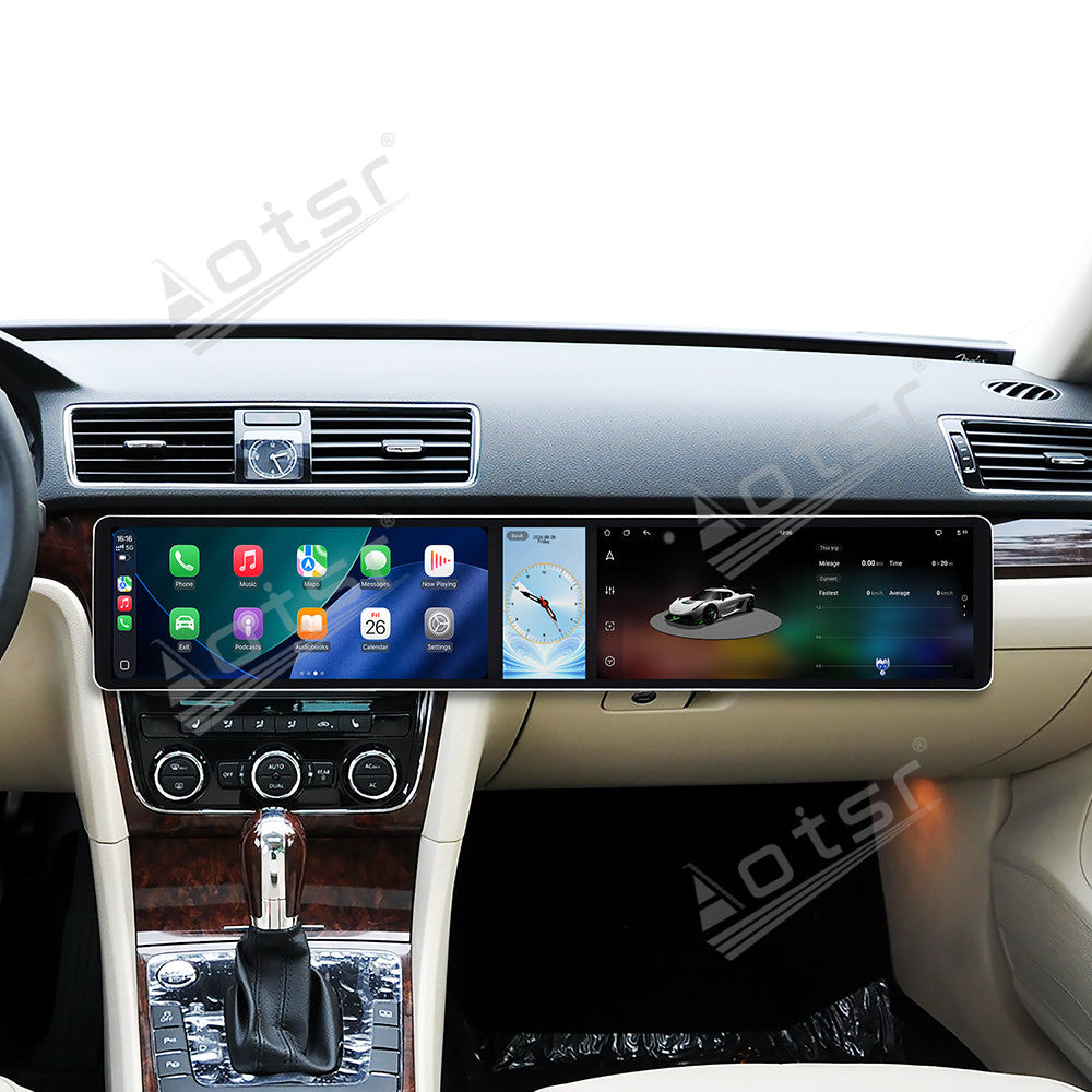 Aotsr Dual 12.3 inch Car Radio for Volkswagen Passat B7/Lingyu 2004-2011 with 7870 Octa Core Chip Ultra HD 2400*900 Touch Screen Wireless CarPlay Bluetooth 5.0 GPS Navigation 4G Network OEM Upgrade Multimedia System