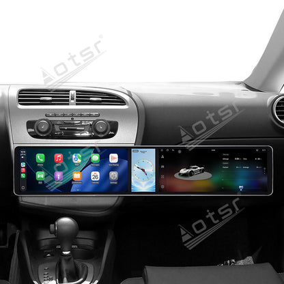Aotsr Dual 12.3 inch Car Radio for Seat Leon 2005-2012 with 7870 Octa Core Chip Ultra HD 2400*900 Touch Screen Wireless CarPlay Bluetooth 5.0 GPS Navigation 4G Network OEM Upgrade Multimedia System