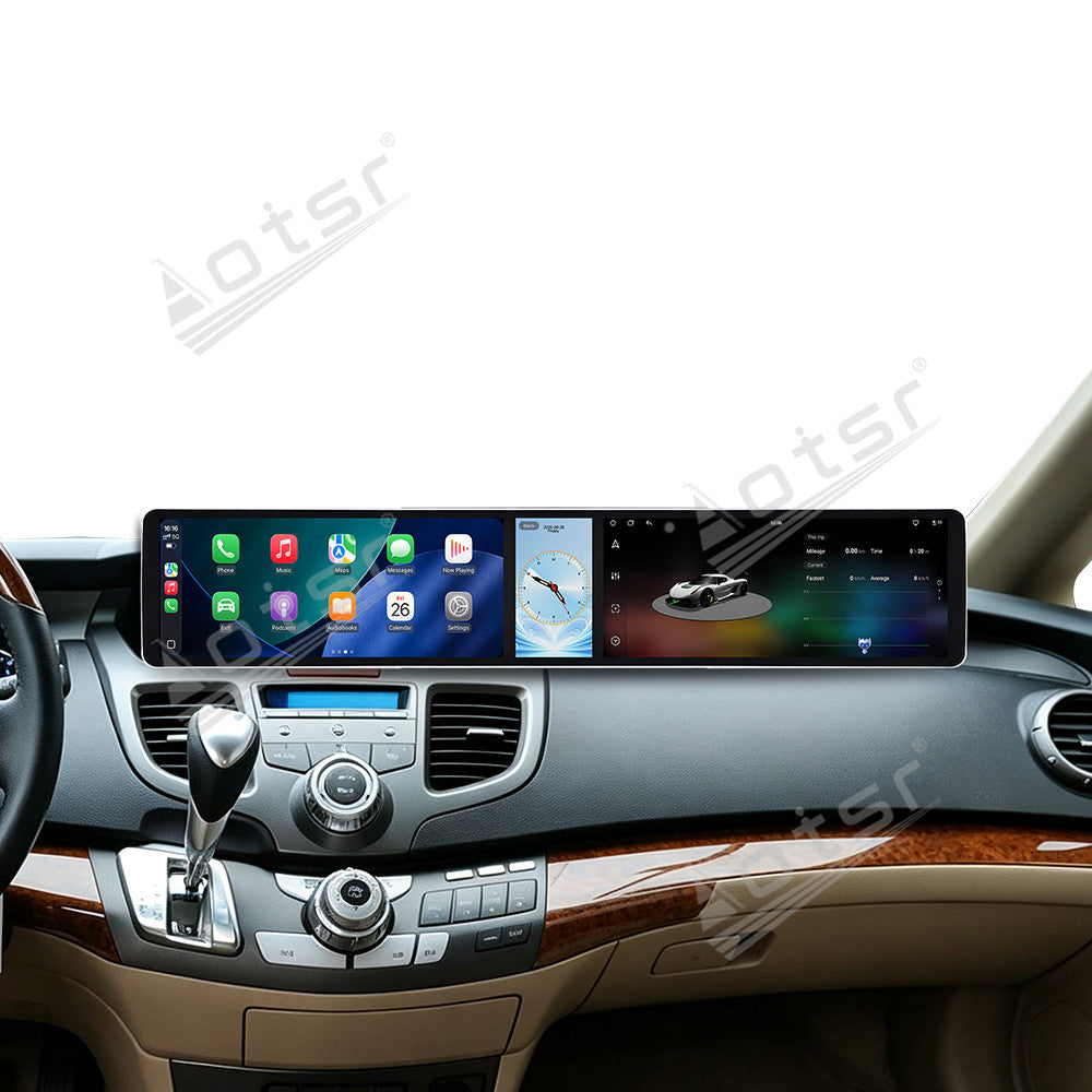 Aotsr Dual 12.3 inch Car Radio for Honda Odyssey 2005-2010 with 7870 Octa Core Chip, Ultra HD 2400*900 Touch Screen, Wireless CarPlay, Bluetooth 5.0, GPS Navigation, 4G Network, OEM Upgrade Multimedia System