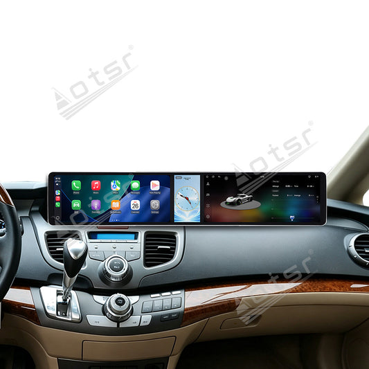 Aotsr Dual 12.3 inch Car Radio for Honda Odyssey 2005-2010 with 7870 Octa Core Chip, Ultra HD 2400*900 Touch Screen, Wireless CarPlay, Bluetooth 5.0, GPS Navigation, 4G Network, OEM Upgrade Multimedia System