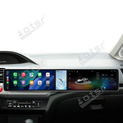 Aotsr Dual 12.3 inch Car Radio for Honda Civic 2012-2015 with 7870 Octa Core Chip Ultra HD 2400*900 Touch Screen Wireless CarPlay Bluetooth 5.0 GPS Navigation 4G Network OEM Upgrade Multimedia System