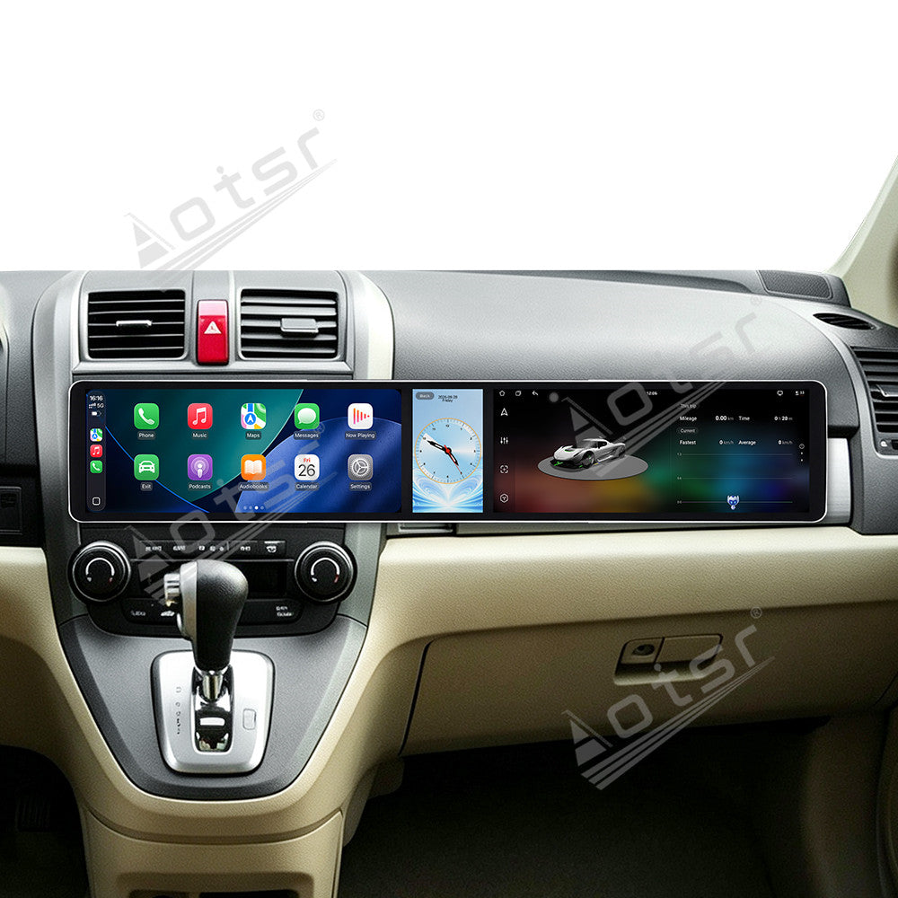 Aotsr Dual 12.3 inch Car Radio for Honda CR-V 2007-2011 with 7870 Octa Core Chip, Ultra HD 2400*900 Touch Screen, Wireless CarPlay, Bluetooth 5.0, GPS Navigation, 4G Network, OEM Upgrade Multimedia System