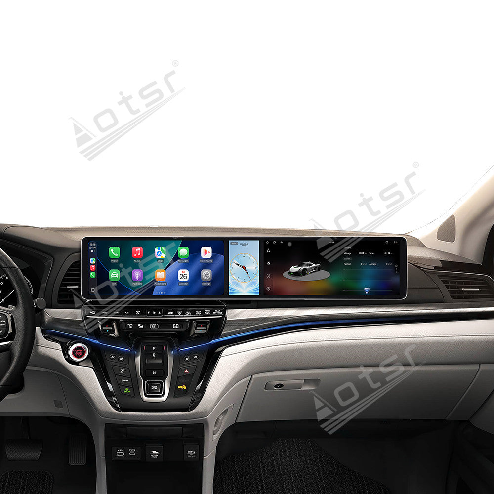 Aotsr Dual 12.3 inch Car Radio for Honda Odyssey 2020-2026 with 7870 Octa Core Chip, Ultra HD 2400*900 Touch Screen, Wireless CarPlay, Bluetooth 5.0, GPS Navigation, 4G Network, OEM Upgrade Multimedia System
