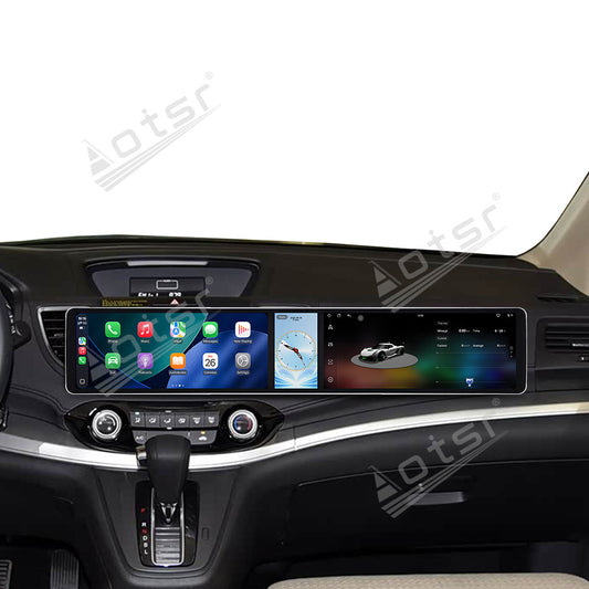 Aotsr Dual 12.3 inch Car Radio for Honda CR-V 2012-2016 with 7870 Octa Core Chip, Ultra HD 2400*900 Touch Screen, Wireless CarPlay, Bluetooth 5.0, GPS Navigation, 4G Network, OEM Upgrade Multimedia System