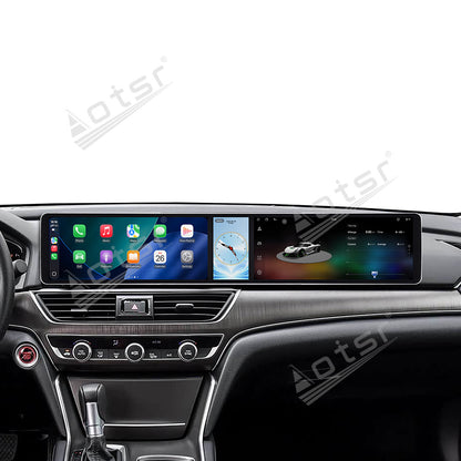 Aotsr Dual 12.3 inch Car Radio for Honda Accord/Inspire 2018-2022 with 7870 Octa Core Chip, Ultra HD 2400*900 Touch Screen, Wireless CarPlay, Bluetooth 5.0, GPS Navigation, 4G Network, OEM Upgrade Multimedia System