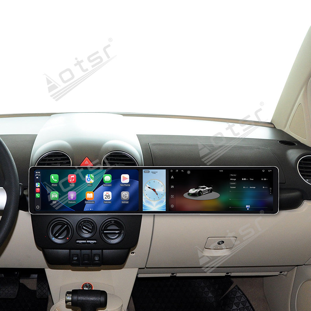 Aotsr Dual 12.3 inch Car Radio for Volkswagen Beetle 2003-2010 with 7870 Octa Core Chip Ultra HD 2400*900 Touch Screen Wireless CarPlay Bluetooth 5.0 GPS Navigation 4G Network OEM Upgrade Multimedia System