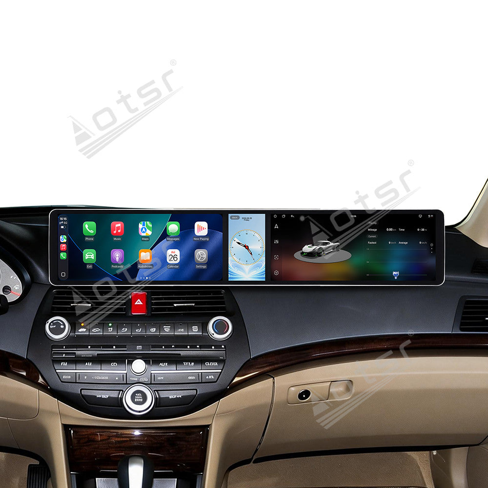 Aotsr Dual 12.3 inch Car Radio for Honda Accord 8th/Crosstour 2008-2013 with 7870 Octa Core Chip, Ultra HD 2400*900 Touch Screen, Wireless CarPlay, Bluetooth 5.0, GPS Navigation, 4G Network, OEM Upgrade Multimedia System
