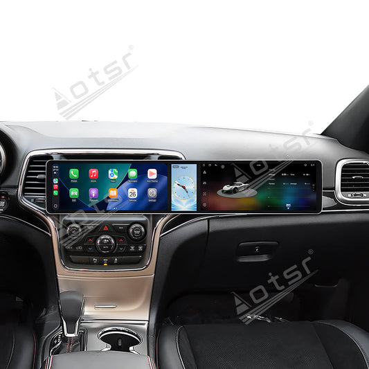 Aotsr Dual 12.3 inch Car Radio For Jeep Grand Cherokee 2014-2020 with 7870 Octa Core Chip Ultra HD 2400*900 Touch Screen Wireless CarPlay Bluetooth 5.0 GPS Navigation