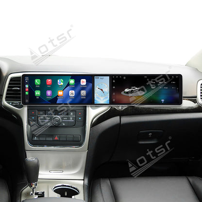 Aotsr Dual 12.3 inch Car Radio For Jeep Grand Cherokee 2008-2012 with 7870 Octa Core Chip Ultra HD 2400*900 Touch Screen Wireless CarPlay Bluetooth 5.0 GPS Navigation
