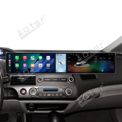 Aotsr Dual 12.3 inch Car Radio for Honda Civic 2006-2011 with 7870 Octa Core Chip Ultra HD 2400*900 Touch Screen Wireless CarPlay Bluetooth 5.0 GPS Navigation 4G Network OEM Upgrade Multimedia System