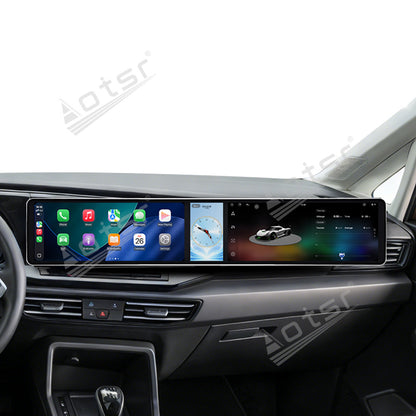 Aotsr Dual 12.3 inch Car Radio for Volkswagen Caddy 2019-2024 with 7870 Octa Core Chip Ultra HD 2400*900 Touch Screen Wireless CarPlay Bluetooth 5.0 GPS Navigation 4G Network OEM Upgrade Multimedia System